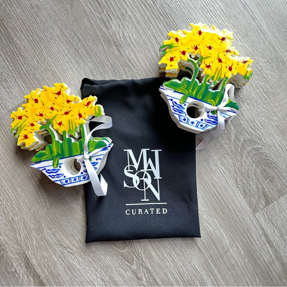 Handmade Yellow Orchid Napkin Rings
